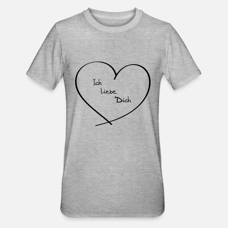 Ich liebe Dich - Unisex Polycotton T-Shirt - Grau meliert