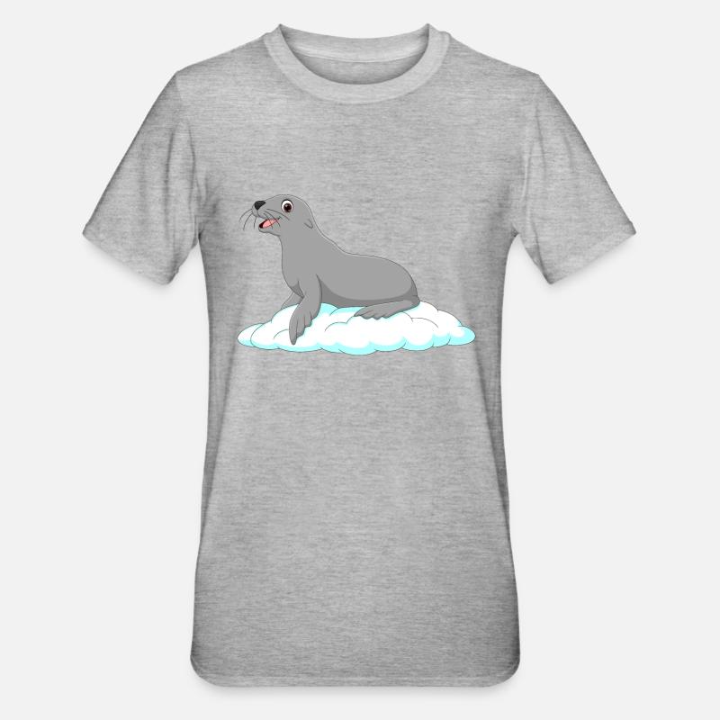 Phoe phoque - T-shirt polycoton Unisexe - gris chiné