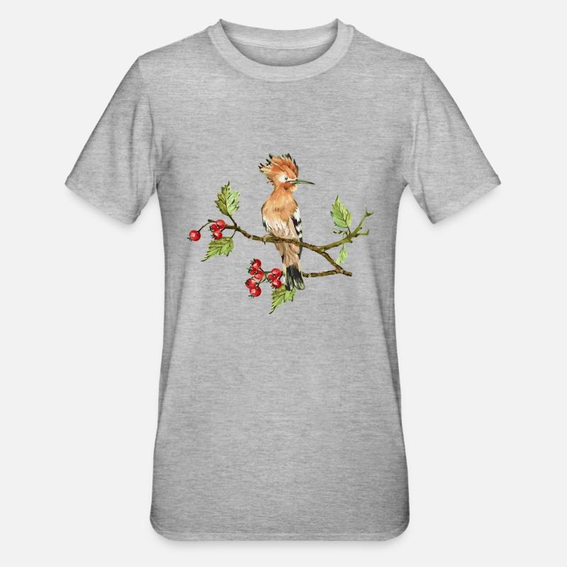 Bunter Vogel - Unisex Polycotton T-Shirt - Grau meliert