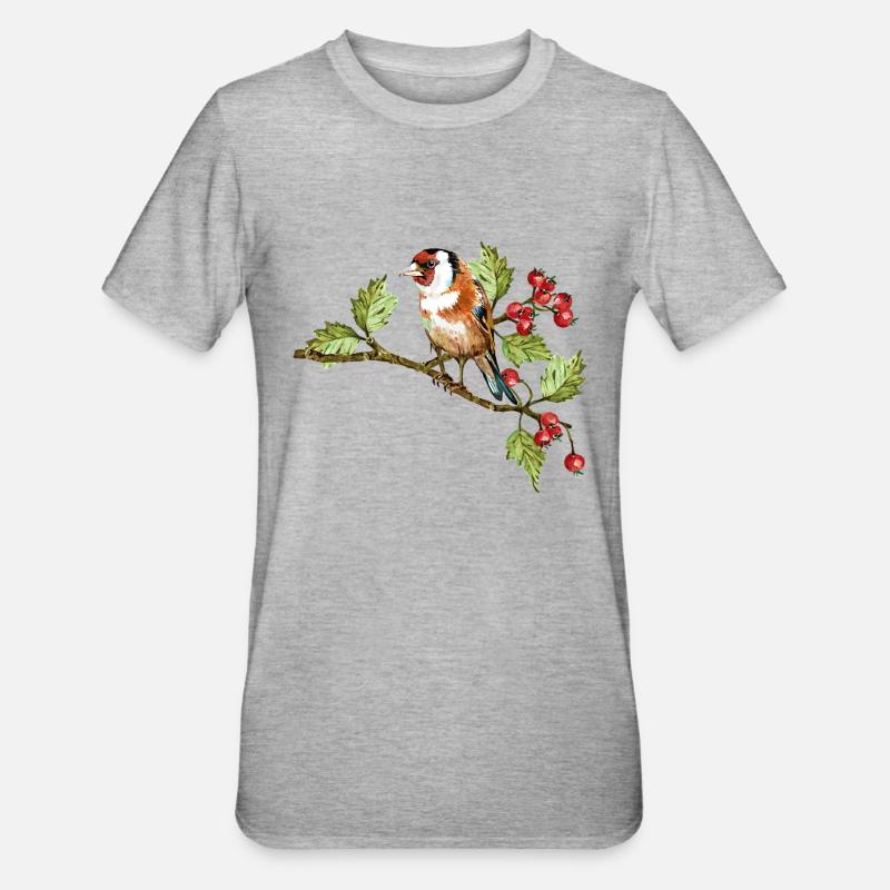 Bunter Vogel - Unisex Polycotton T-Shirt - Grau meliert