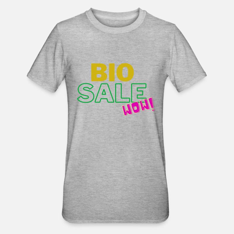 vente bio wow, dictons, cadeau - T-shirt polycoton Unisexe - gris chiné