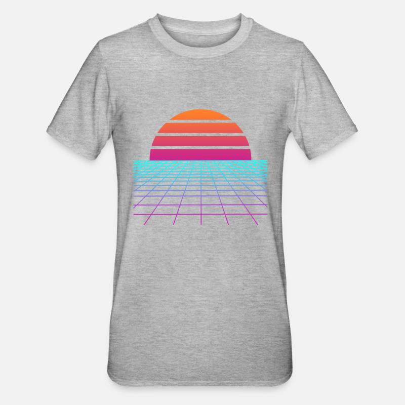 Synthwave Sunset. Painter Poison - Unisex Polycotton T-Shirt - heather grey