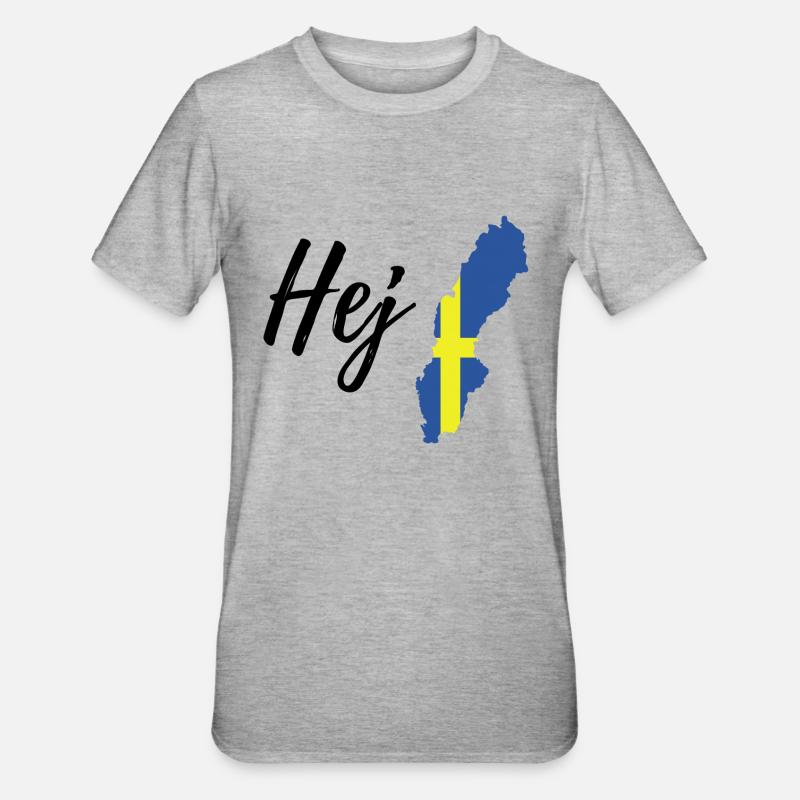 Hej Schweden - Unisex Polycotton T-Shirt - Grau meliert