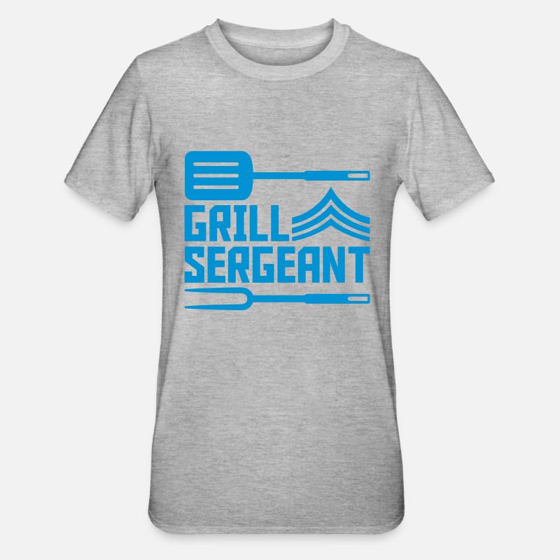 Grill Sergeant Pfannenwender Grillgabel - Unisex Polycotton T-Shirt - Grau meliert