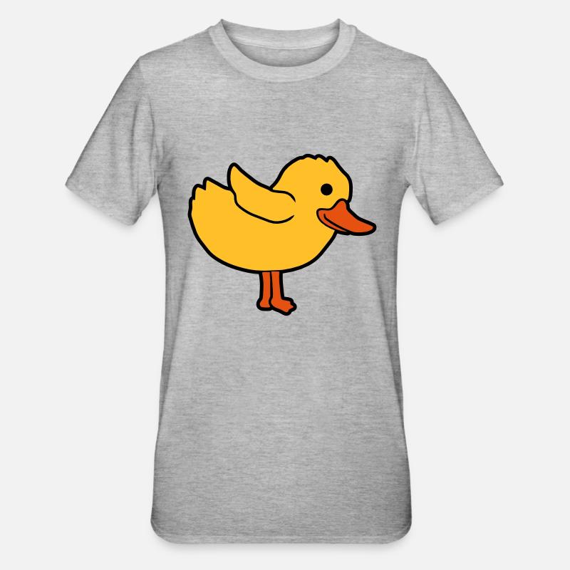 Dessin animé canard mignon poussin - T-shirt polycoton Unisexe - gris chiné