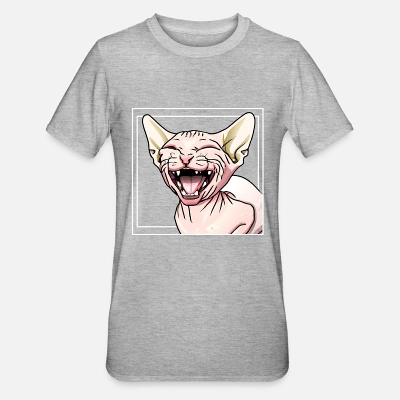 Sphynx Katze - Unisex Polycotton T-Shirt - Grau meliert