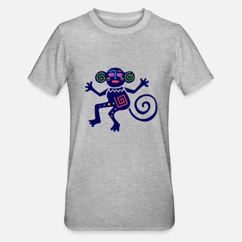 Ancient Mexican Symbol, Monkey, Monkey - Unisex Polycotton T-Shirt - heather grey