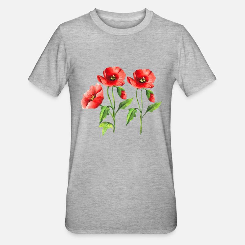 Blumen - Unisex Polycotton T-Shirt - Grau meliert