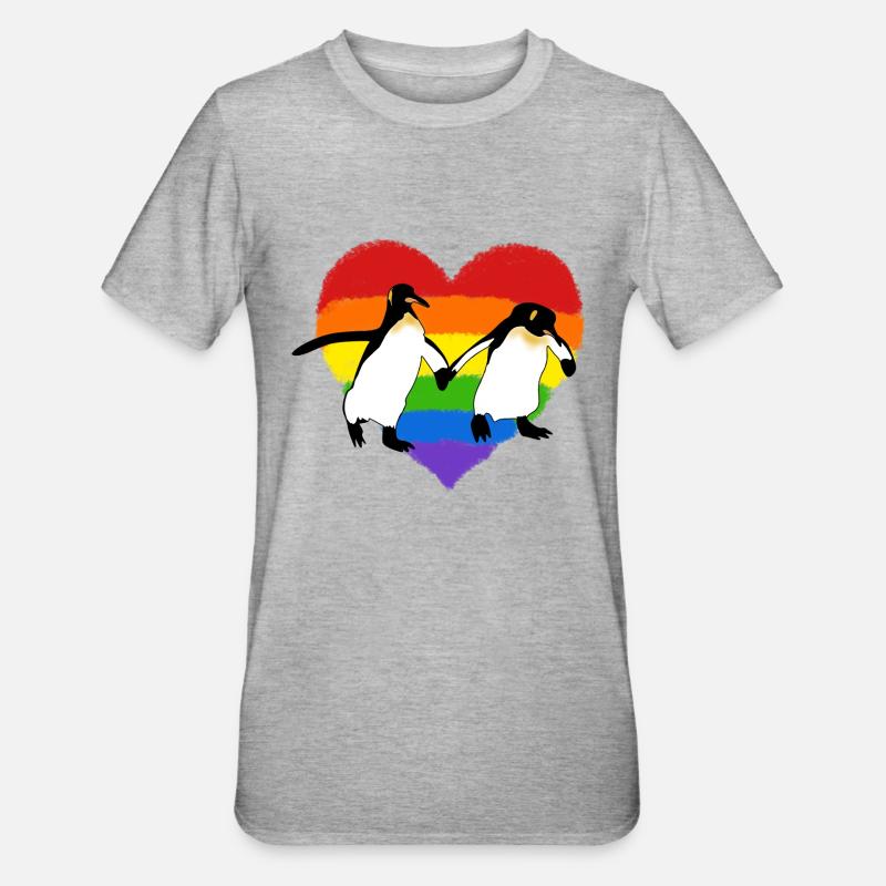 Schwule Pinguine - Unisex Polycotton T-Shirt - Grau meliert