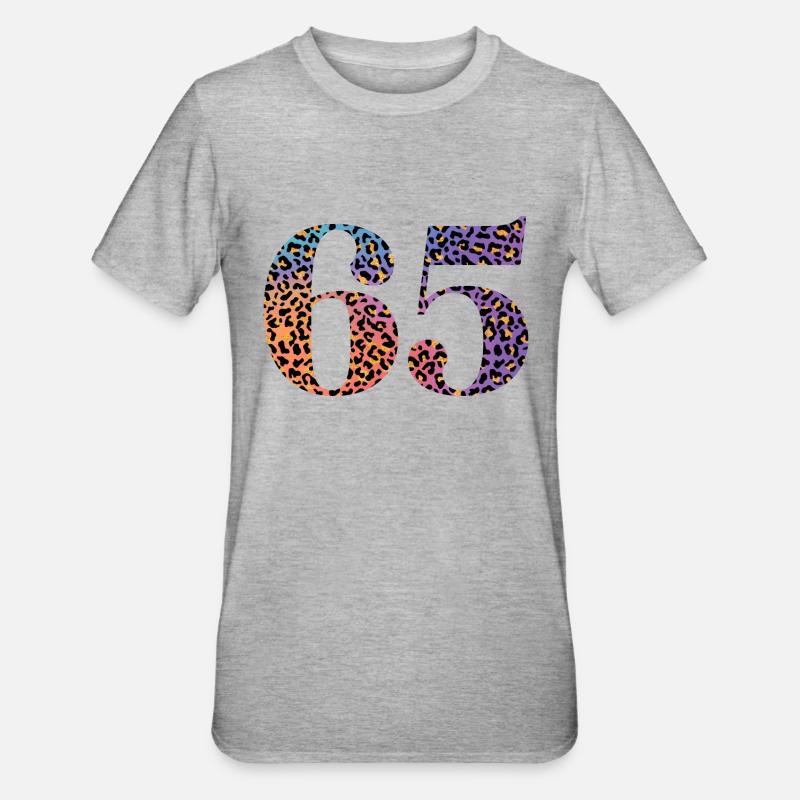 65e anniversaire léopard - T-shirt polycoton Unisexe - gris chiné