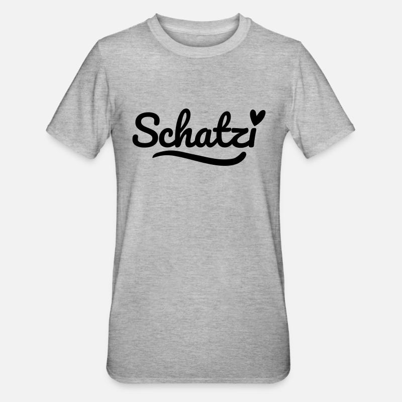 Schatzi Schrift Herz - Unisex Polycotton T-Shirt - Grau meliert