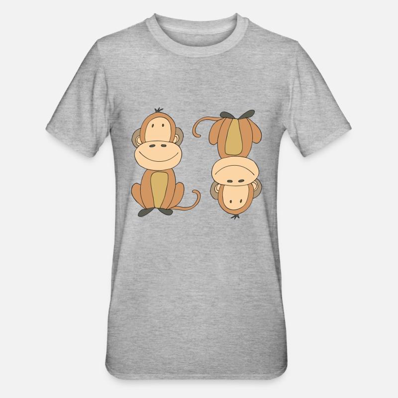 Monkey upside down - Unisex Polycotton T-Shirt - heather grey