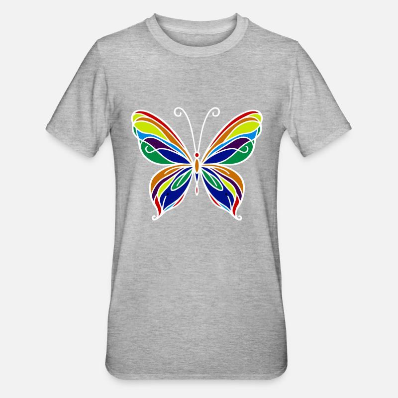 Schmetterling - Unisex Polycotton T-Shirt - Grau meliert