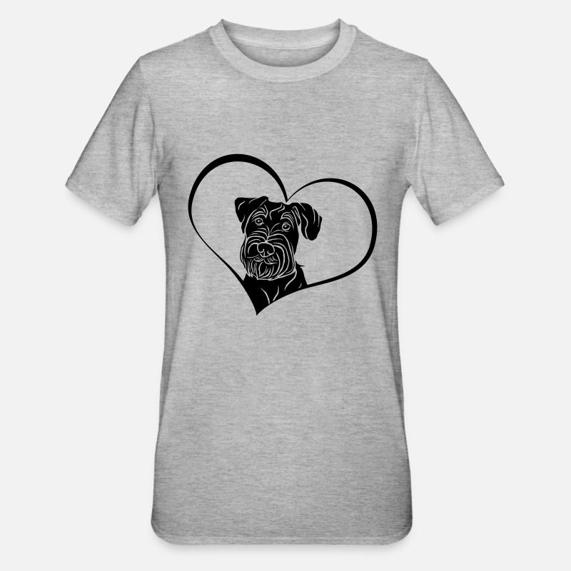 Mittelschnauzer im Herz - Unisex Polycotton T-Shirt - Grau meliert