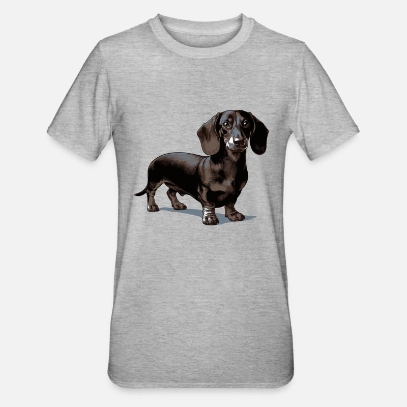Dackel - Unisex Polycotton T-Shirt - Grau meliert