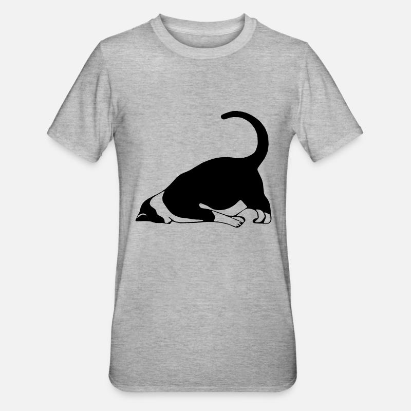 Chat endormi - T-shirt polycoton Unisexe - gris chiné