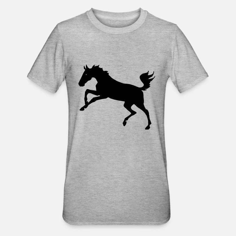 Springendes Pferd - Unisex Polycotton T-Shirt - Grau meliert