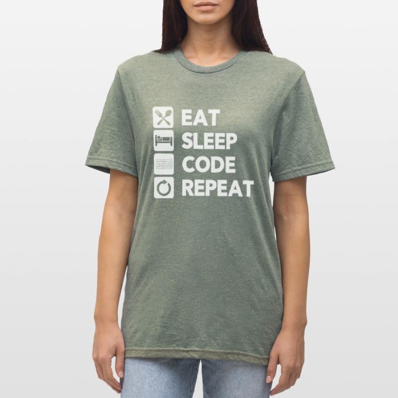 Eat Sleep Code Repeat Coder Programmer Software De Unisex Polycotton T-Shirt
