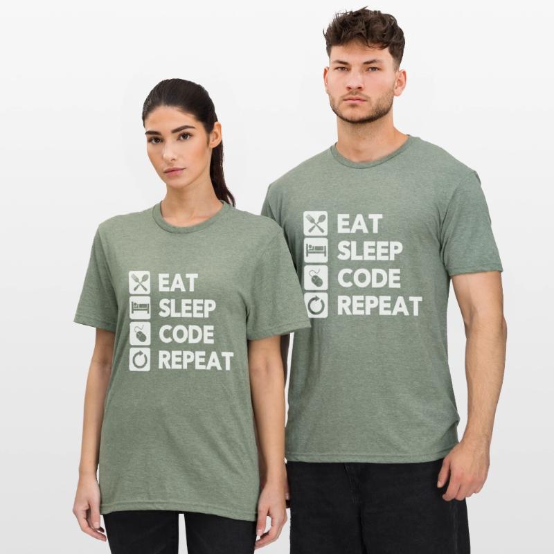 Eat Sleep Code Repeat Coder Programmer Software De Unisex Polycotton T-Shirt