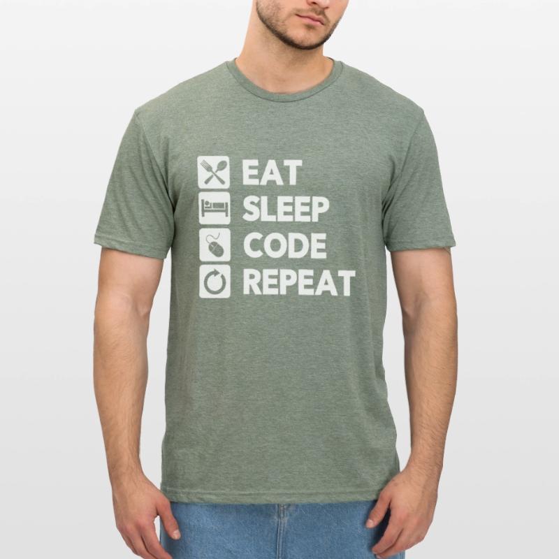Eat Sleep Code Repeat Coder Programmer Software De Unisex Polycotton T-Shirt
