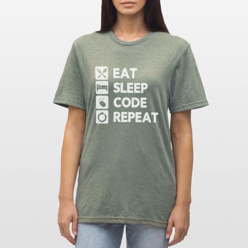 Eat Sleep Code Repeat Coder Programmer Software De Unisex Polycotton T-Shirt