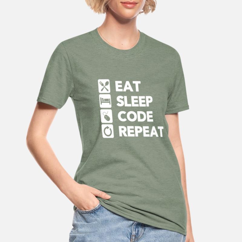 Eat Sleep Code Repeat Coder Programmer Software De Unisex Polycotton T-Shirt