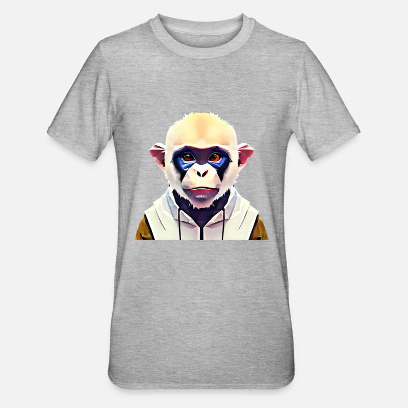 Polygon Affe - Unisex Polycotton T-Shirt - Grau meliert