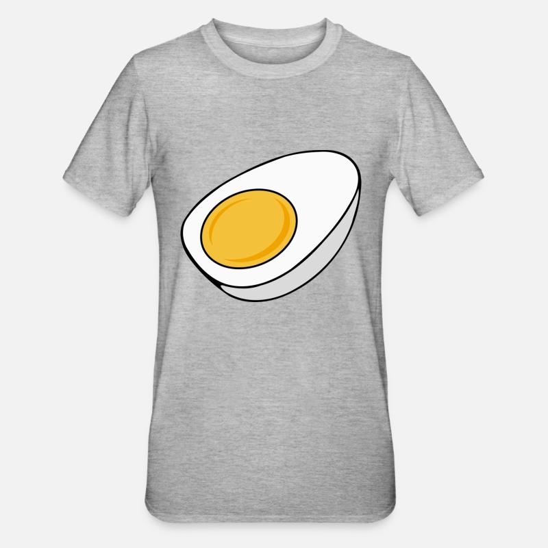 Oeuf cuit à moitié coupé - T-shirt polycoton Unisexe - gris chiné