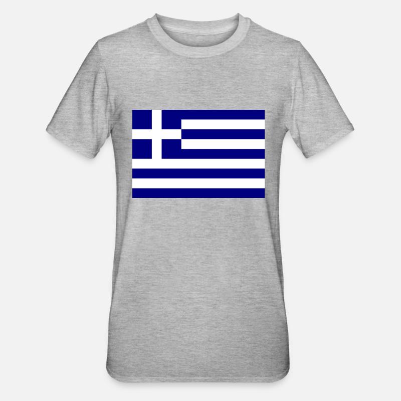 Drapeau de la Grèce - T-shirt polycoton Unisexe - gris chiné