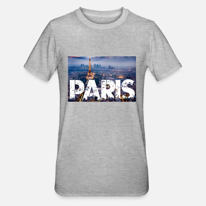 Paris Eiffelturm - Unisex Polycotton T-Shirt - Grau meliert