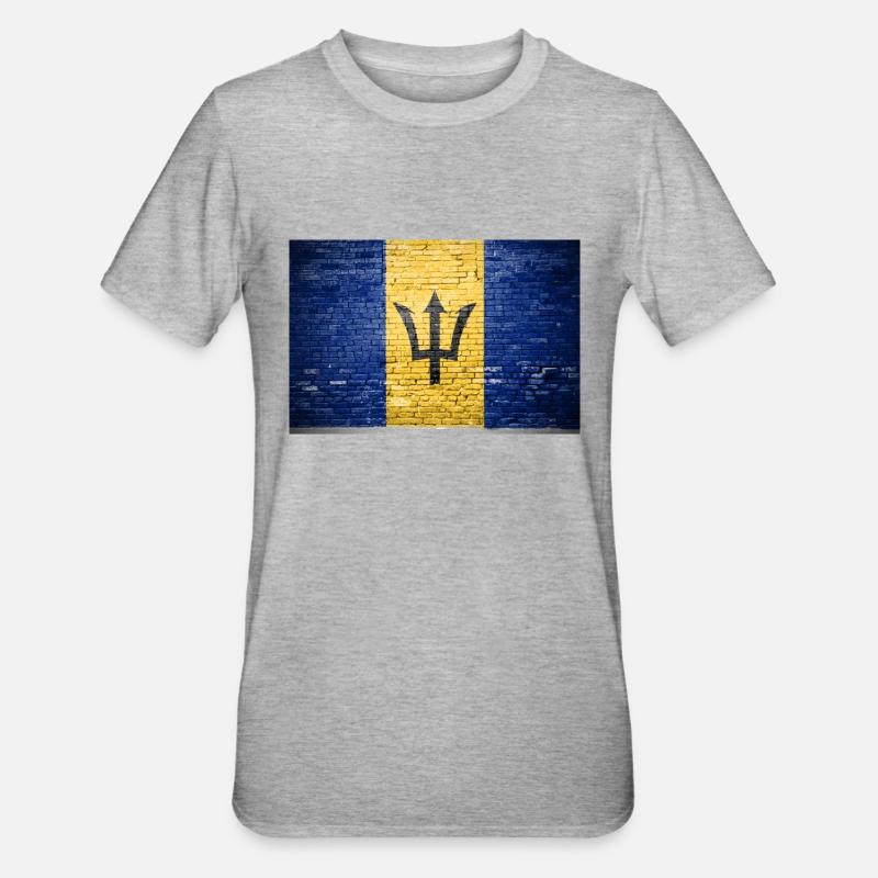 Barbados Flag Graffiti on Brick Wall - Unisex Polycotton T-Shirt - heather grey
