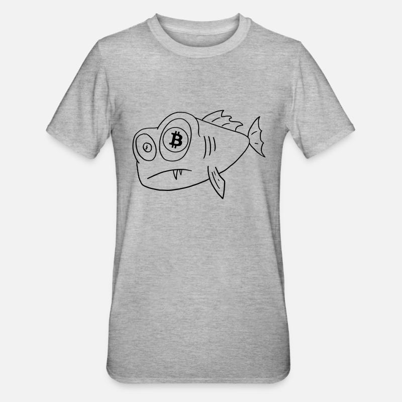 bitcoin poisson à l’œil bitcoin - T-shirt polycoton Unisexe - gris chiné