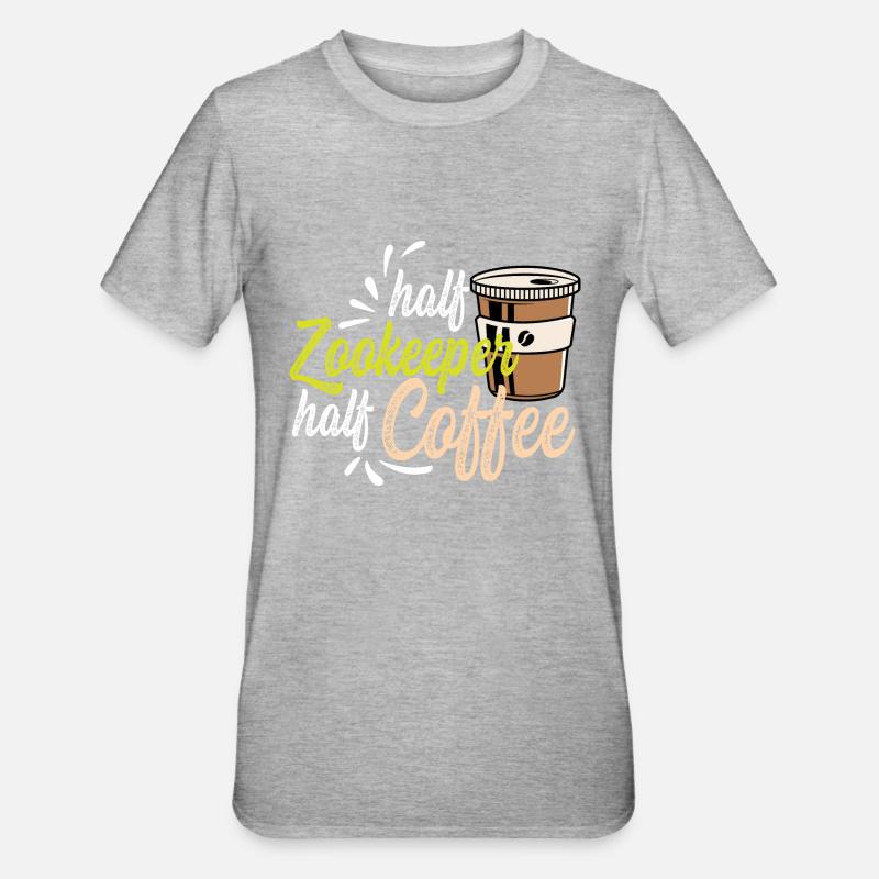 Halbkaffee Kaffeeholiker Geschenk - Unisex Polycotton T-Shirt - Grau meliert