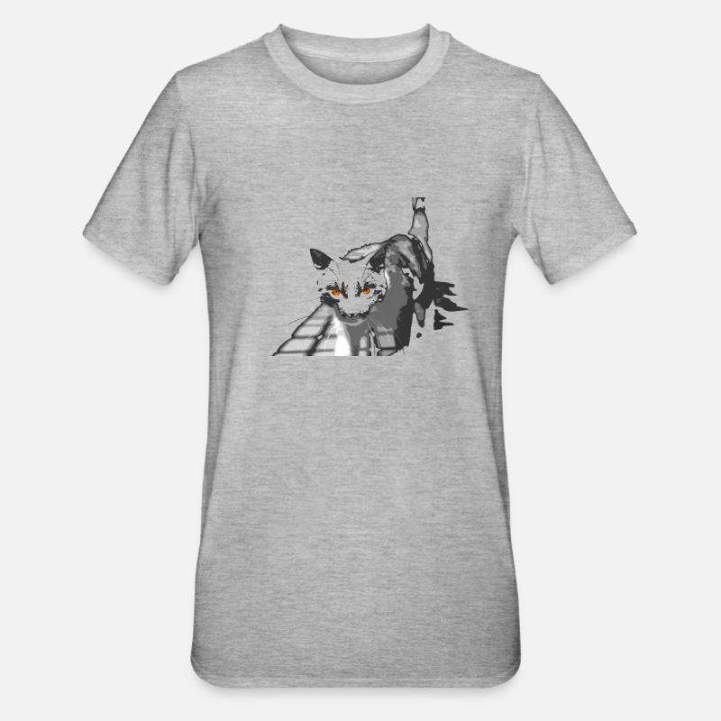 l'étrange chat - T-shirt polycoton Unisexe - gris chiné