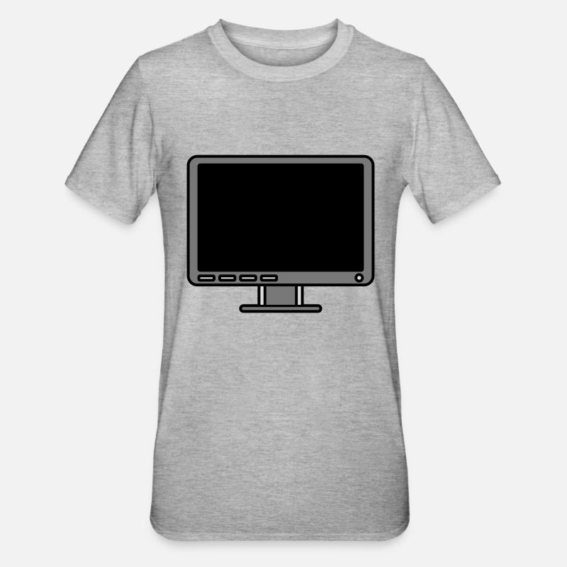 Icon Logo Computer Bildschirm - Unisex Polycotton T-Shirt - Grau meliert