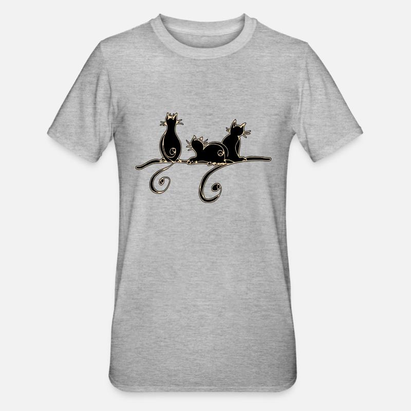 Chats - T-shirt polycoton Unisexe - gris chiné