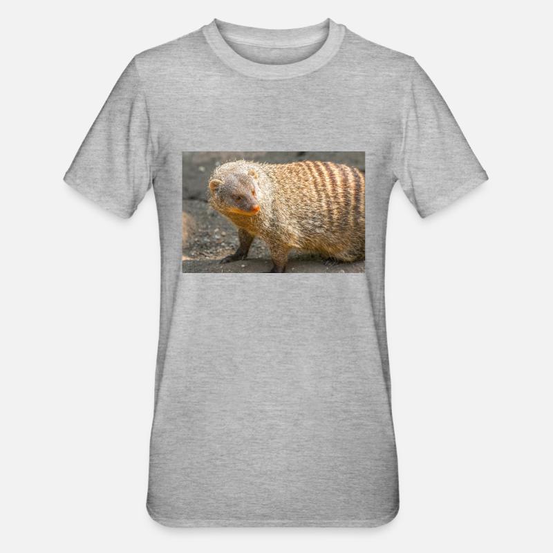 Gebänderte Manguste oder Zebramanguste - Unisex Polycotton T-Shirt - Grau meliert