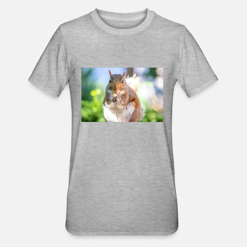 Grauhörnchen essen - Unisex Polycotton T-Shirt - Grau meliert