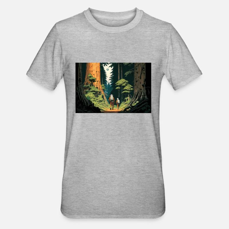 Interstelar im Wald - Unisex Polycotton T-Shirt - Grau meliert