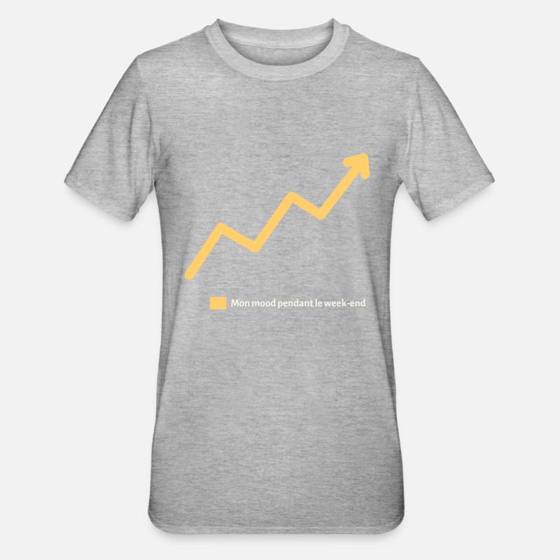 Mood Weekend - Cadeau Courbe Augmentée - T-shirt polycoton Unisexe - gris chiné