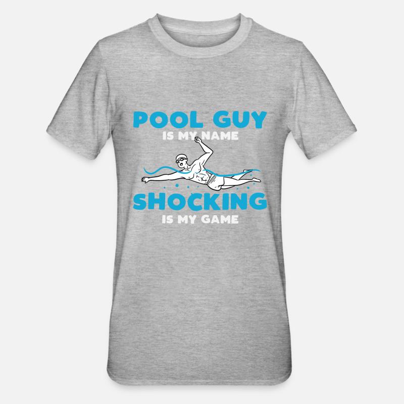gars de piscine mon nom choquant mon game design - T-shirt polycoton Unisexe - gris chiné