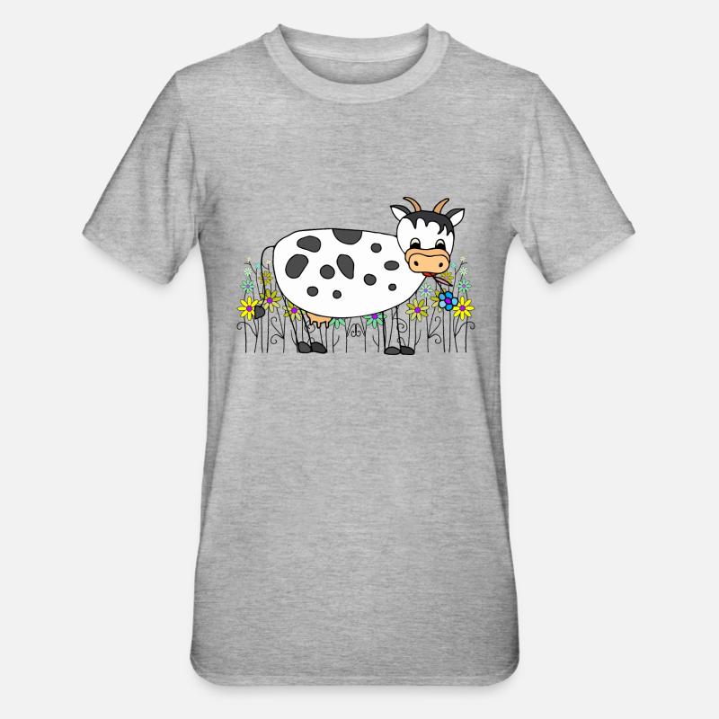 Cow - Unisex Polycotton T-Shirt - heather grey