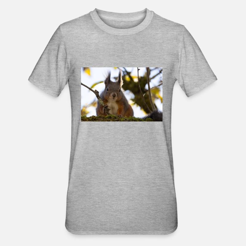 Oachkatzl / Eichhörnchen - Unisex Polycotton T-Shirt - Grau meliert