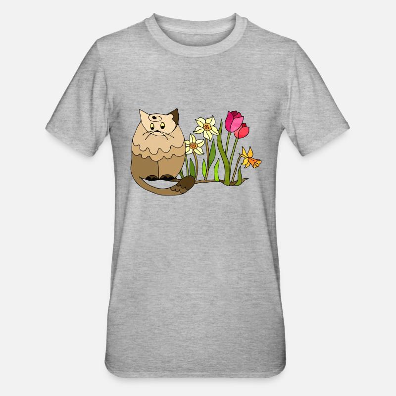 Chat - T-shirt polycoton Unisexe - gris chiné