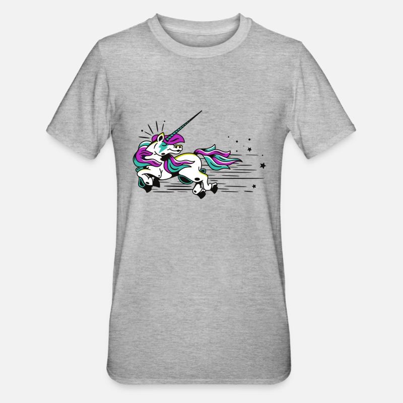 Fliegendes Einhorn - Unisex Polycotton T-Shirt - Grau meliert