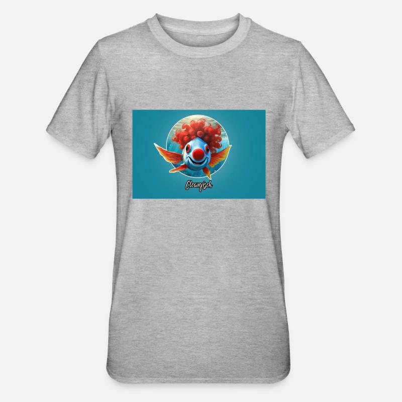 Pun ambiguous german expression - Clownfisch - Unisex Polycotton T-Shirt - Grau meliert