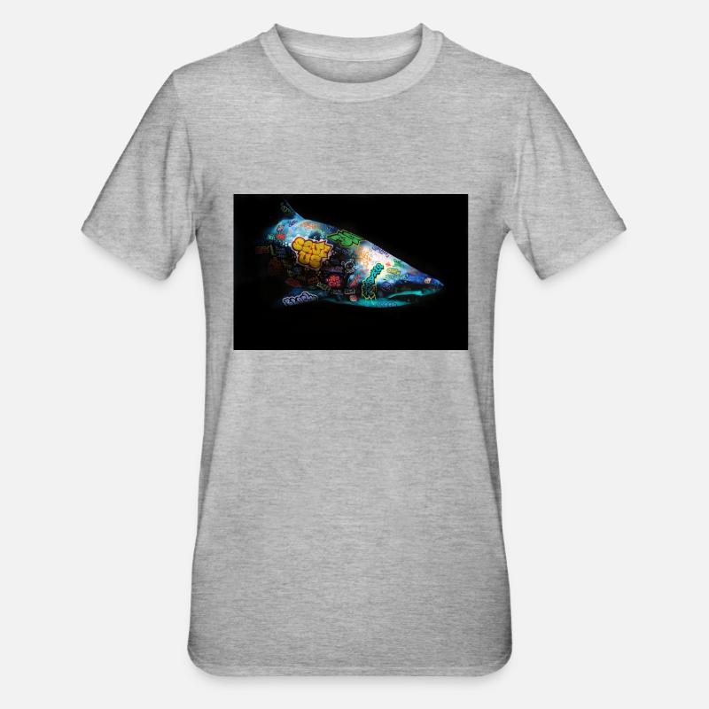 Graffiti Requin by Blach® - T-shirt polycoton Unisexe - gris chiné