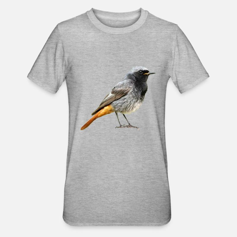 Rouge-gorge à queue rouge - T-shirt polycoton Unisexe - gris chiné