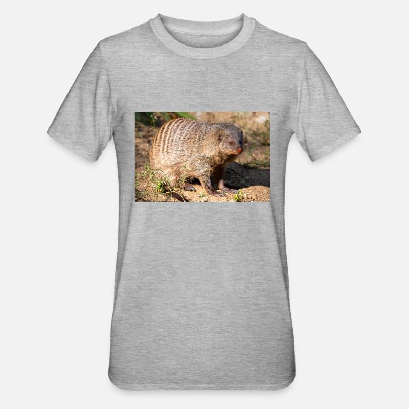 Gebänderte Manguste oder Zebramanguste Zebramanguste - Unisex Polycotton T-Shirt - Grau meliert