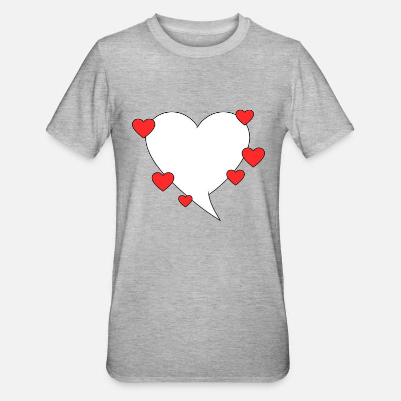 Sprechblase mit Herzen - Unisex Polycotton T-Shirt - Grau meliert